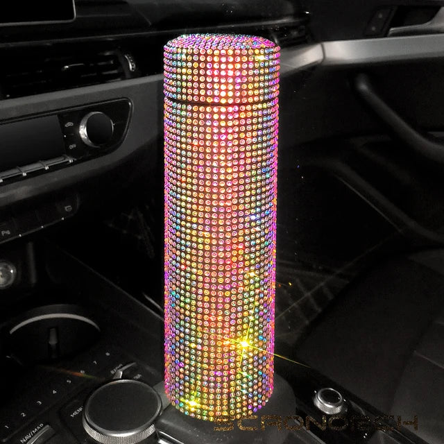 27062453 Bling Rhinestone Thermos Bottle Insulated Double Wall Stainless Steel Water Bottle Coffee Travel Car Coffee Mug Cup Vacuum Flask - jurk.store