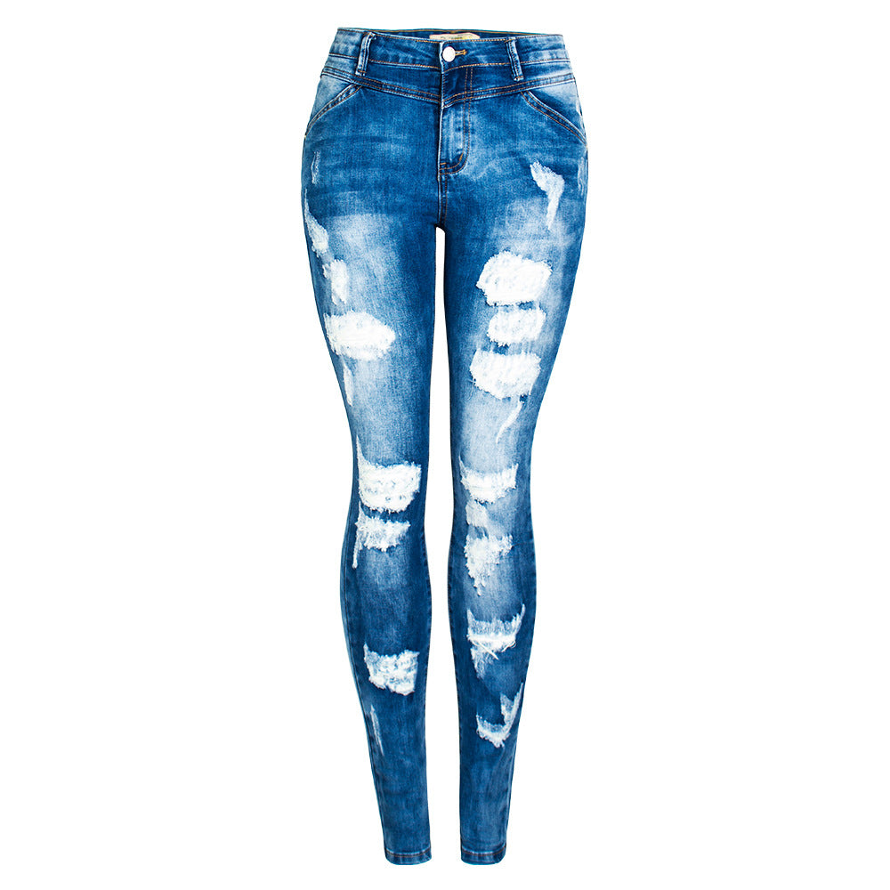 15072430 Trend Distressed Women`s Jeans Denim Streetwear Female Pants - jurk.store