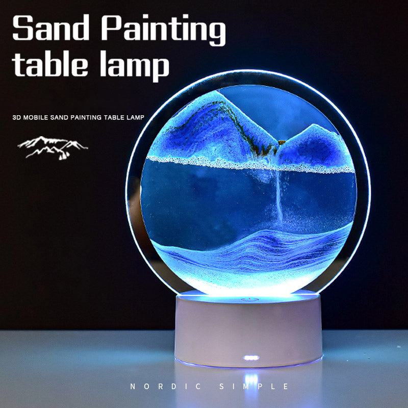 27062445 Creative Quicksand Lamp Tabletop Decoration Dynamic Hourglass Painting Gift 3D Night Light Decompression Desk Lamp Bedroom - jurk.store