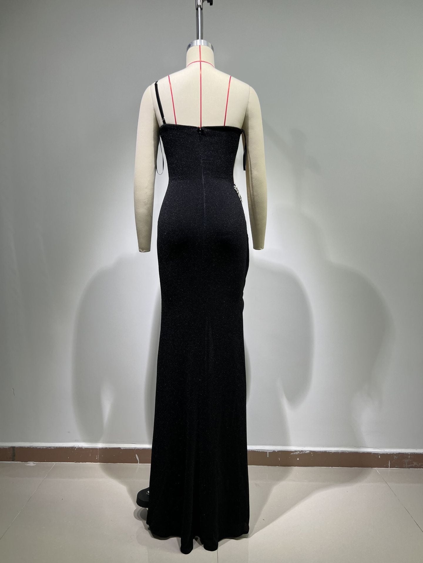 13072425 Long dress with sparkling rhinestones, tube top, sexy and elegant slit, host party stage outfit, European and American - jurk.store