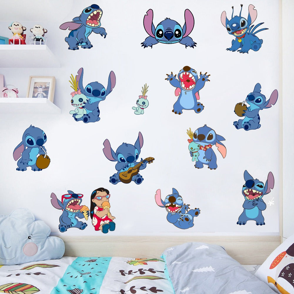 28062438 Stitch Children's Room Decoration Wall Stickers Self Adhesive Cartoon Stitch Broken Wall Baby Room Stickers - jurk.store