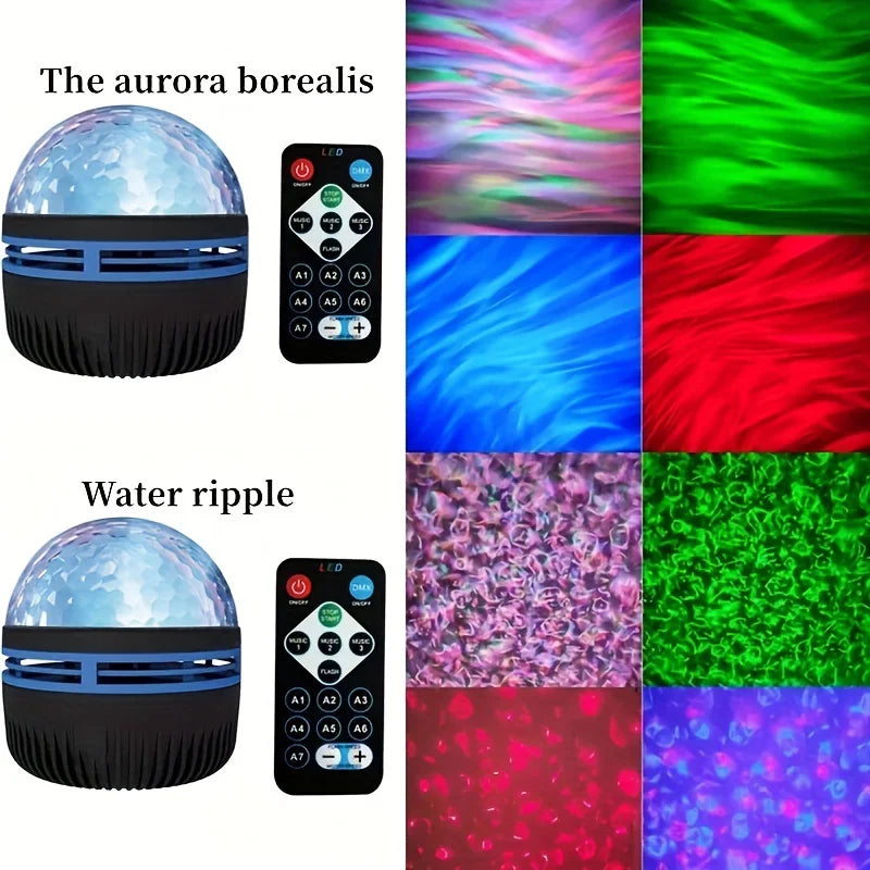 27062477 LED Water Pattern Starry Sky Light Remote Control Aurora Projection Light USB Plug-in Magic Ball Stage KTV Hotel Laser Light - jurk.store