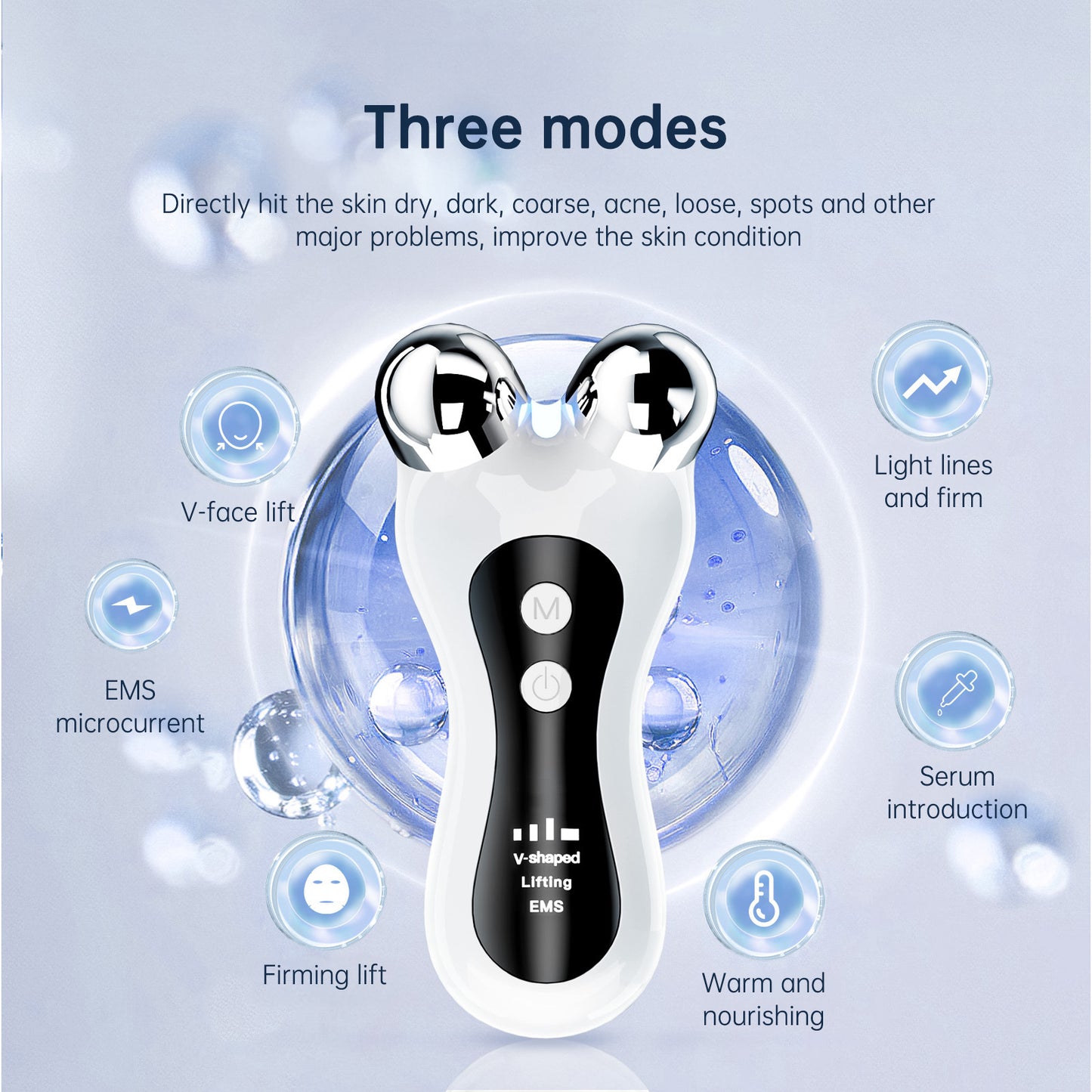 28062431 Roller face slimming instrument EMS light therapy home facial V face beauty instrument lifting and firming electric face massager - jurk.store