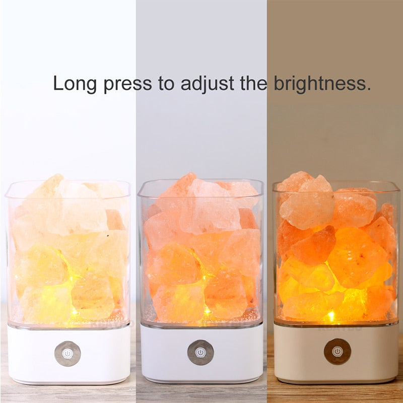 28062444 USB Crystal Light natural himalayan salt lamp led Lamp Air Purifier Mood Creator Indoor warm light table lamp bedroom lava lamp - jurk.store