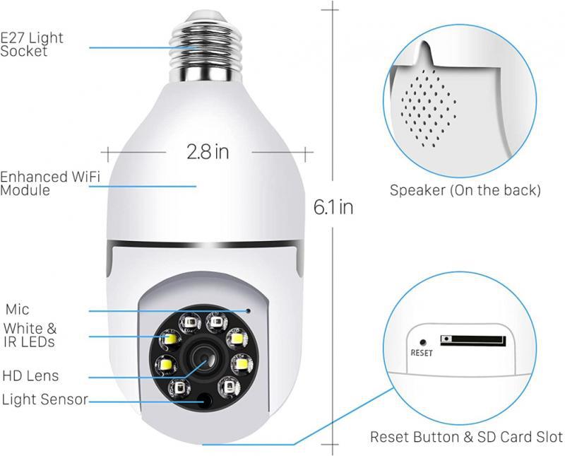 27062416 2.4G/5G Single-Band Dual-Band Wireless WIFI Light Head Small Yellow Man Camera Cell Phone Remote WiFi Night Vision Light - jurk.store