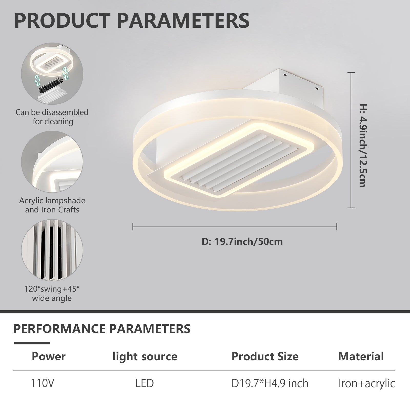 27062452 Bladeless Fan Lamp With Lights Dimmable LED - jurk.store