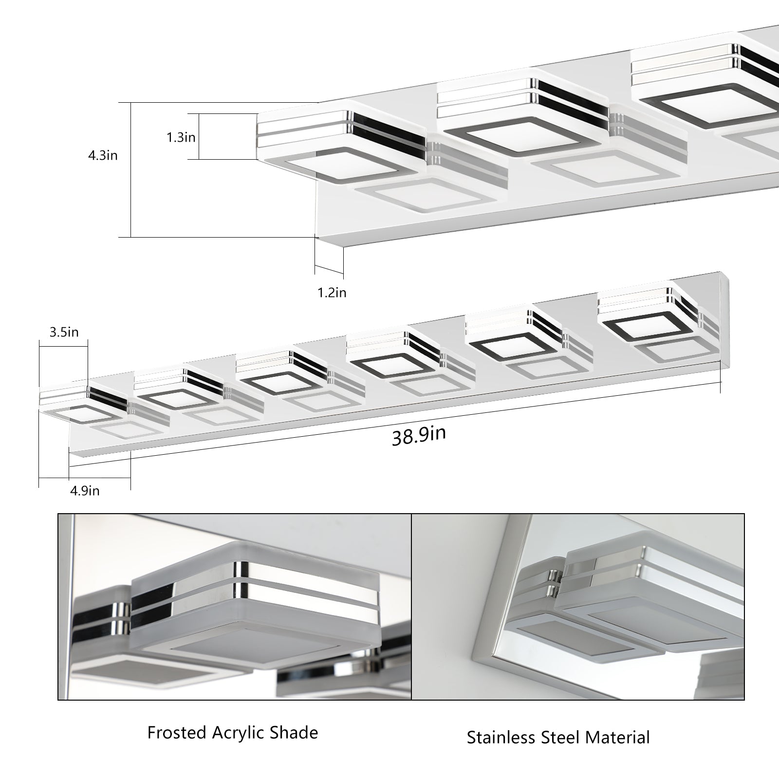 27062494 LED Modern Chrome Makeup Light, 6-Lights Acrylic Chrome Makeup Mirror Light - jurk.store