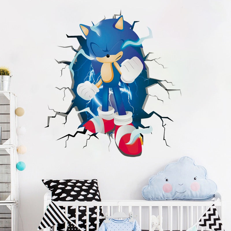 28062437 Sonic children's room wall beautification decoration stickers PVC self-adhesive cartoon graffiti posters wall stickers - jurk.store