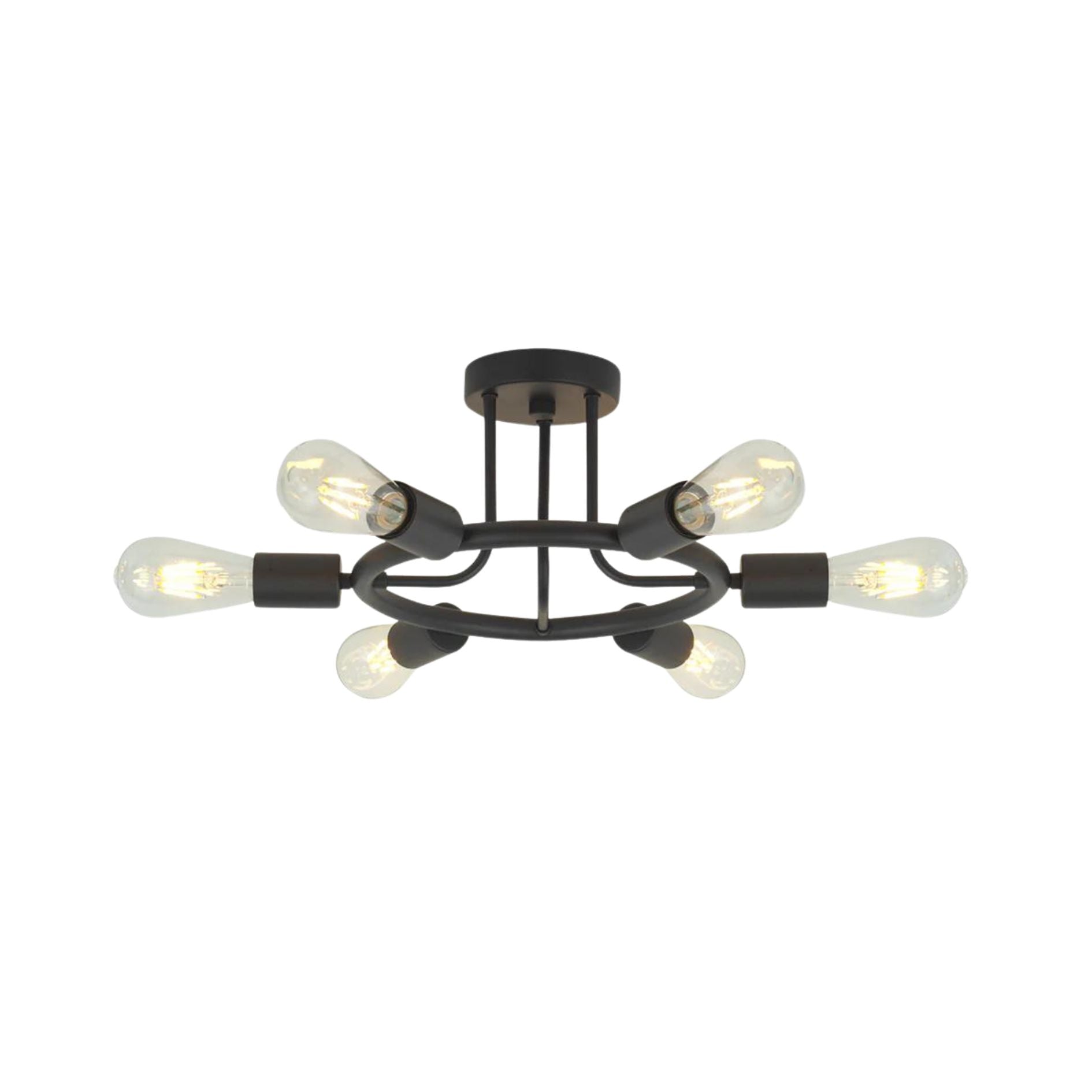 27062428 6 Light Modern Sputnik Lights Semi Flush Mount Ceiling Light Black Finished - jurk.store