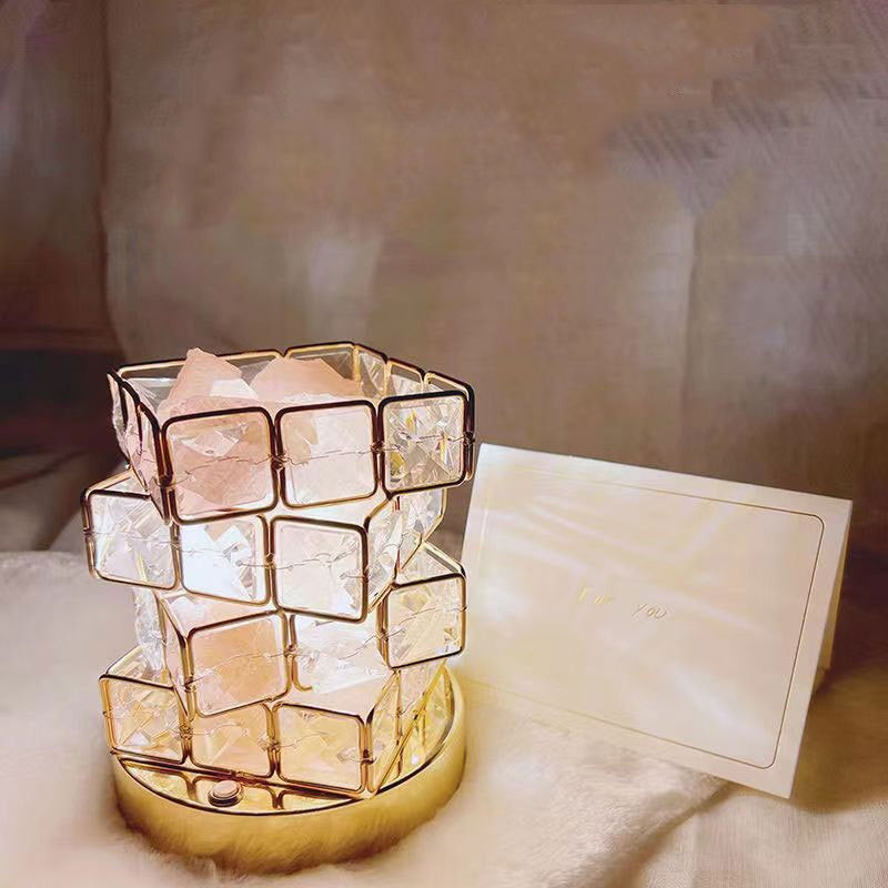 28062446 USB Crystal Table Lamp Three Color Dimming Magic Cube Stone Romantic Atmosphere Lights Bedroom Bedside Night Light For Home Room - jurk.store