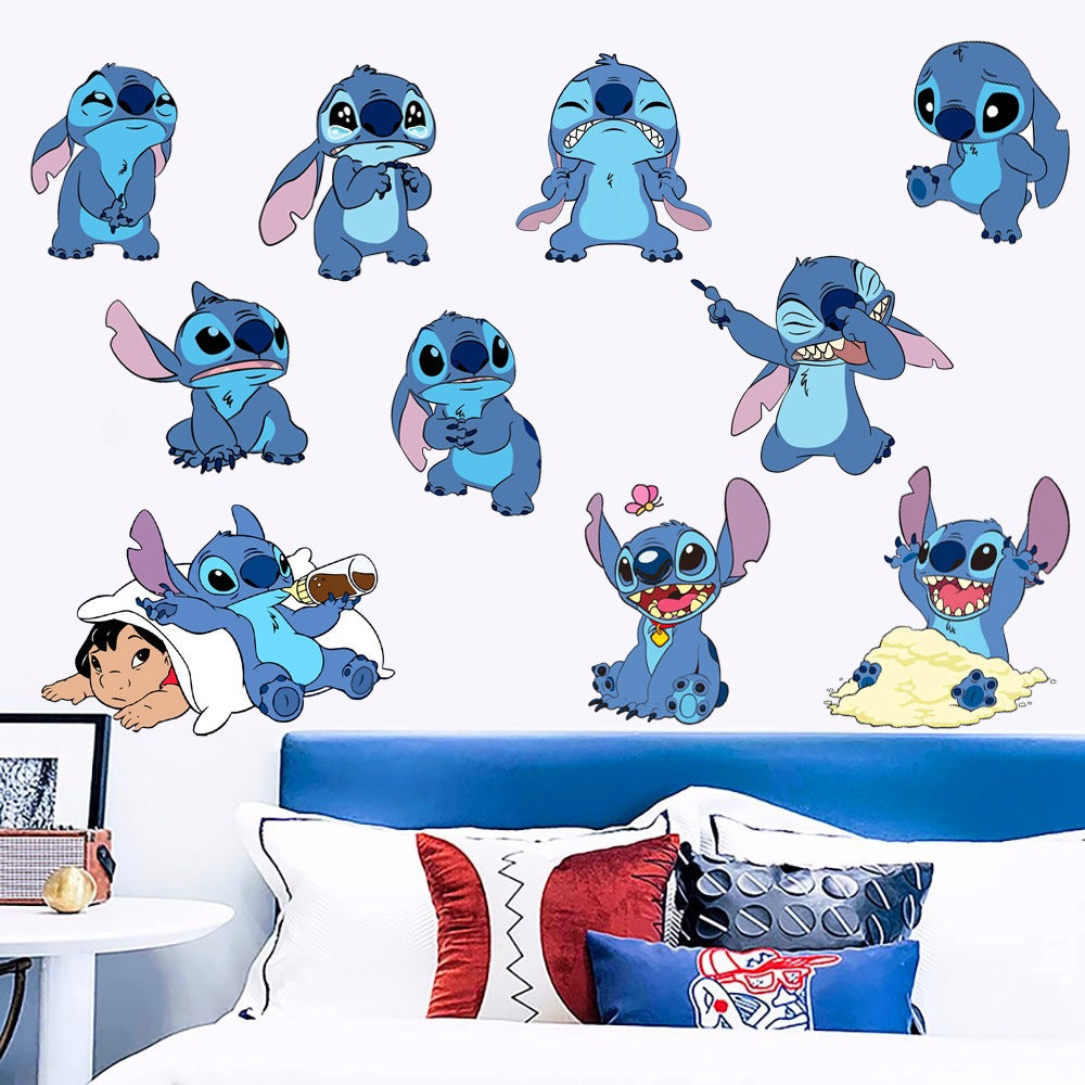 28062438 Stitch Children's Room Decoration Wall Stickers Self Adhesive Cartoon Stitch Broken Wall Baby Room Stickers - jurk.store