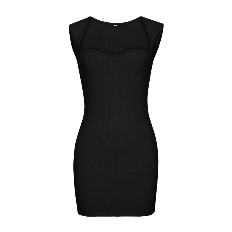 14072423 Short sleeveless knitted buttocks strap dress - jurk.store