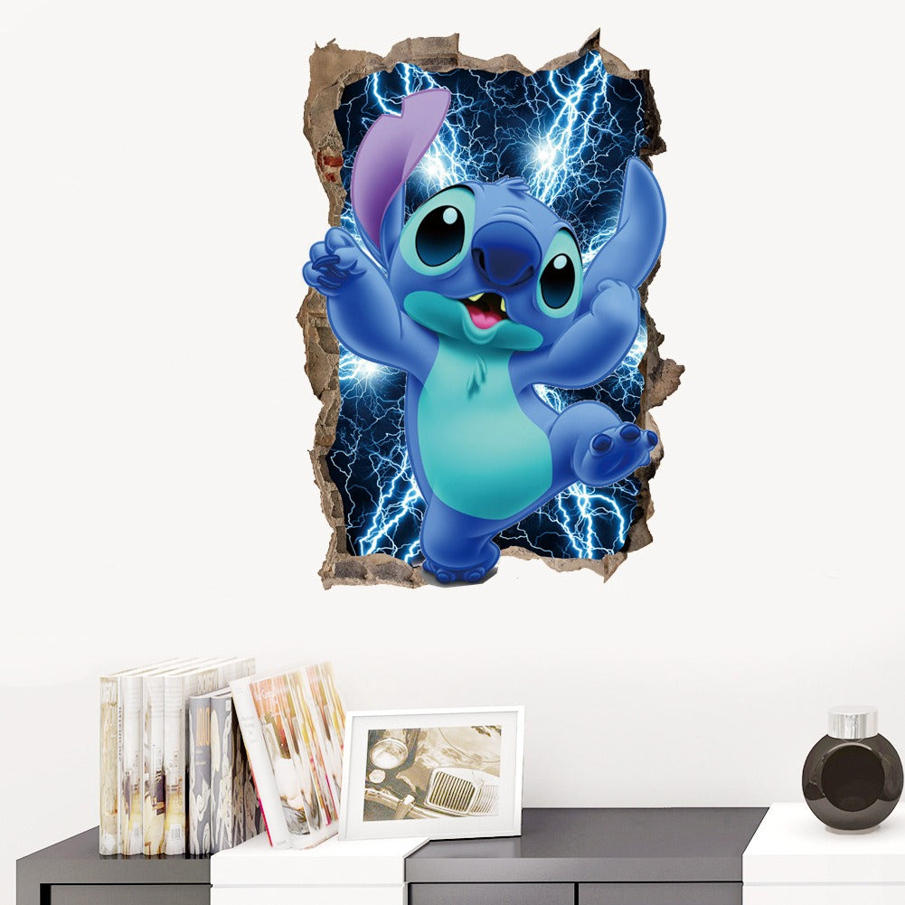 28062438 Stitch Children's Room Decoration Wall Stickers Self Adhesive Cartoon Stitch Broken Wall Baby Room Stickers - jurk.store