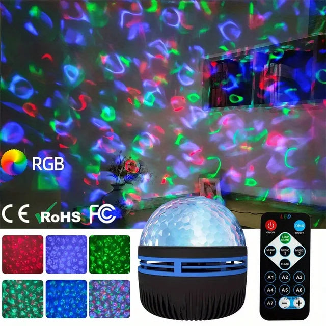 27062477 LED Water Pattern Starry Sky Light Remote Control Aurora Projection Light USB Plug-in Magic Ball Stage KTV Hotel Laser Light - jurk.store