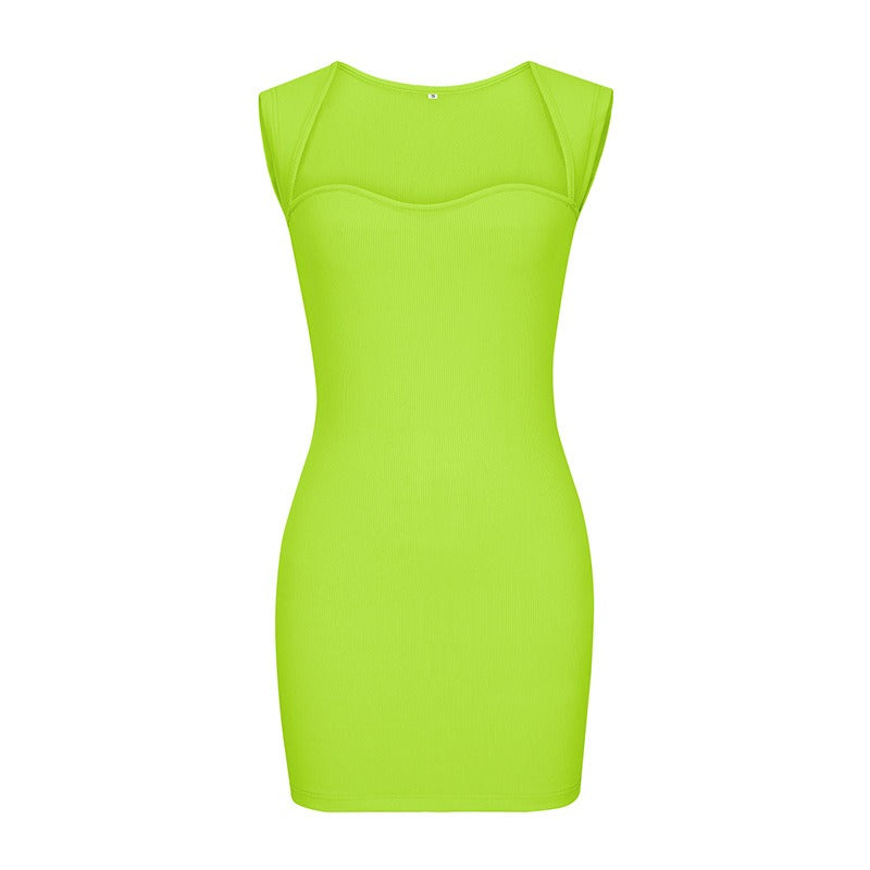 14072423 Short sleeveless knitted buttocks strap dress - jurk.store