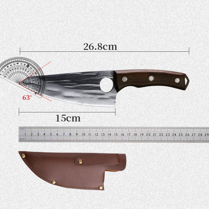 27062471 Hand-Forged Boning Knife Lightweight Ladies Kitchen Special Knife Leather Ash Wood Handle Chef Meat Cutting Knife - jurk.store