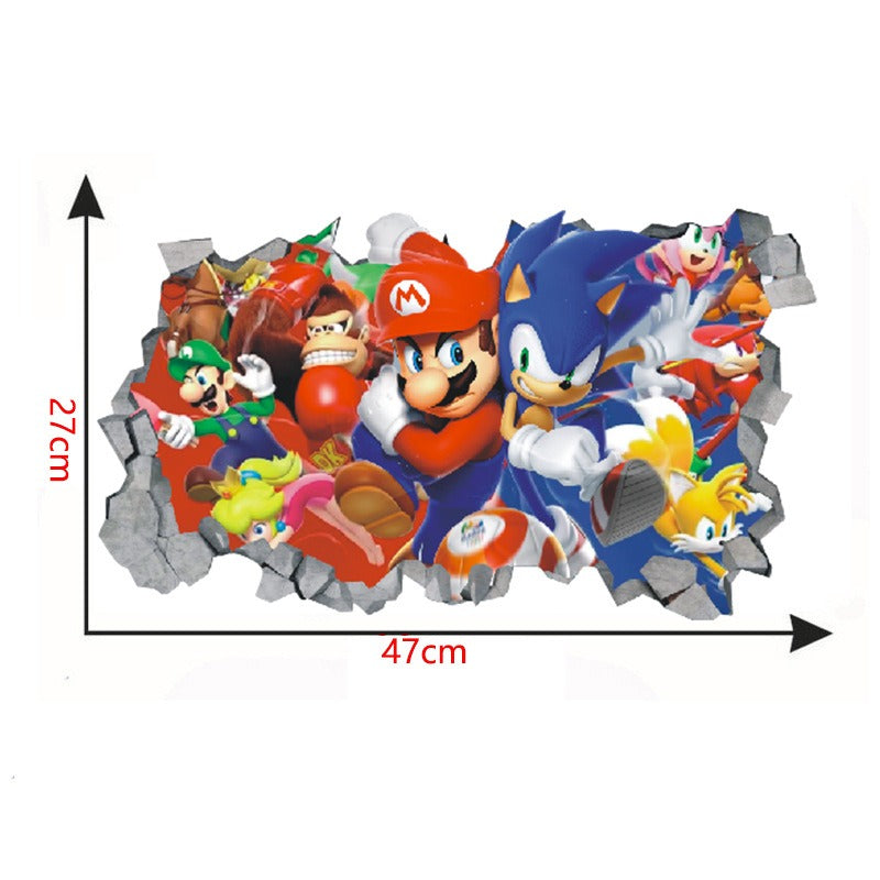 28062437 Sonic children's room wall beautification decoration stickers PVC self-adhesive cartoon graffiti posters wall stickers - jurk.store