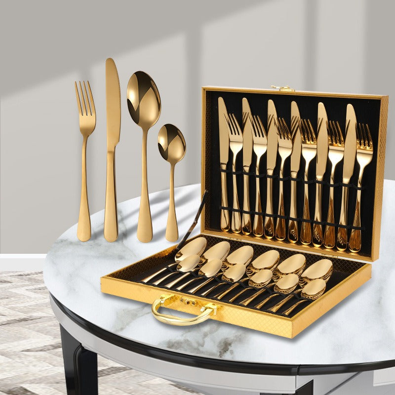 27062417 24-Piece Stainless Steel Cutlery Set Golden - jurk.store