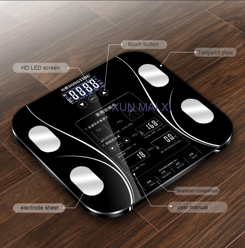 27062414 13 Body Index Electronic Smart Weighing Scales Bathroom Body Fat bmi Scale Digital Human Weight Mi Scales Floor lcd display - jurk.store