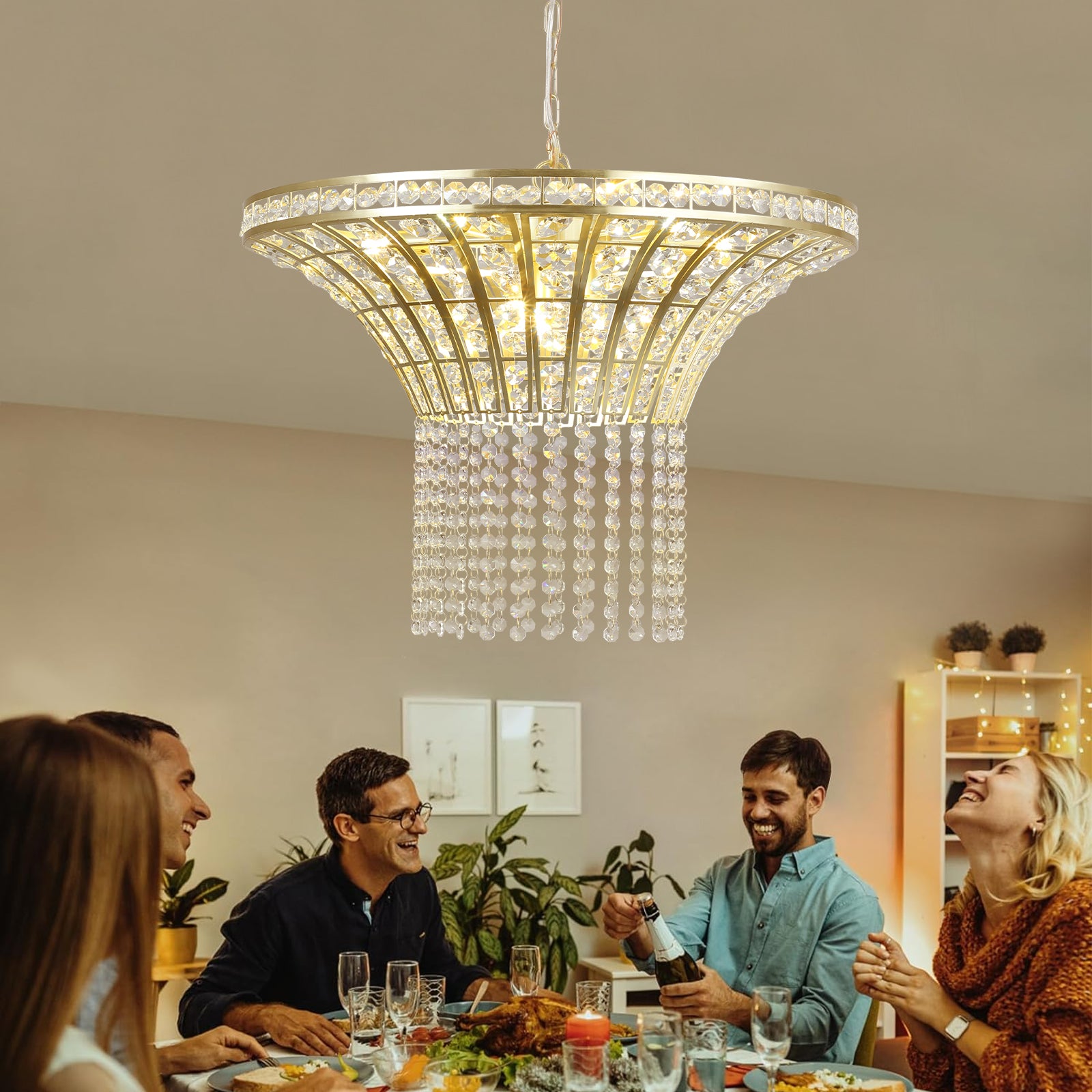 27062448 8-Light 23.6" Wide Crystal Waterfall Chandelier - jurk.store