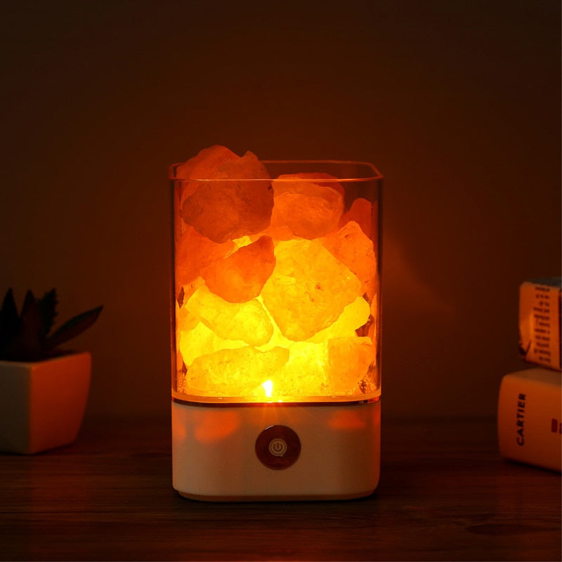 28062444 USB Crystal Light natural himalayan salt lamp led Lamp Air Purifier Mood Creator Indoor warm light table lamp bedroom lava lamp - jurk.store