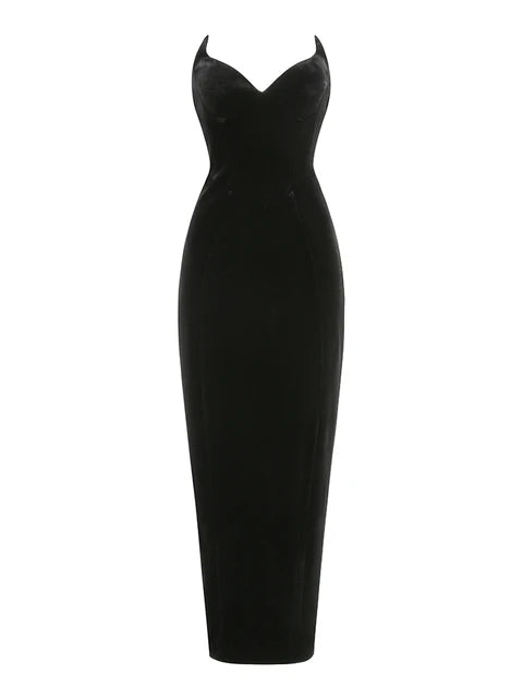 12072453 V-neck chest wrapped backless slim fit buttocks wrapped mid length dress formal dress - jurk.store