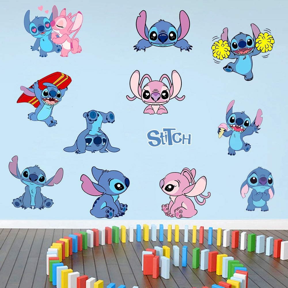 28062438 Stitch Children's Room Decoration Wall Stickers Self Adhesive Cartoon Stitch Broken Wall Baby Room Stickers - jurk.store