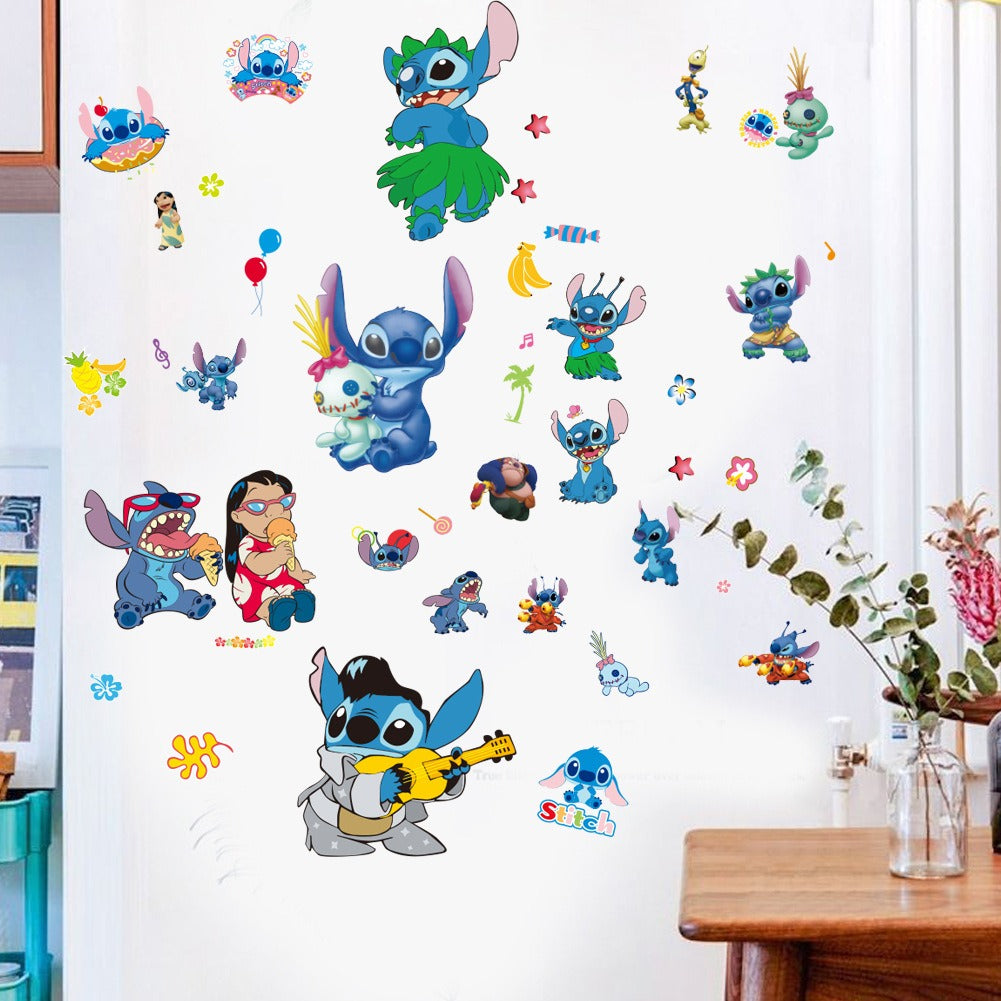 28062438 Stitch Children's Room Decoration Wall Stickers Self Adhesive Cartoon Stitch Broken Wall Baby Room Stickers - jurk.store