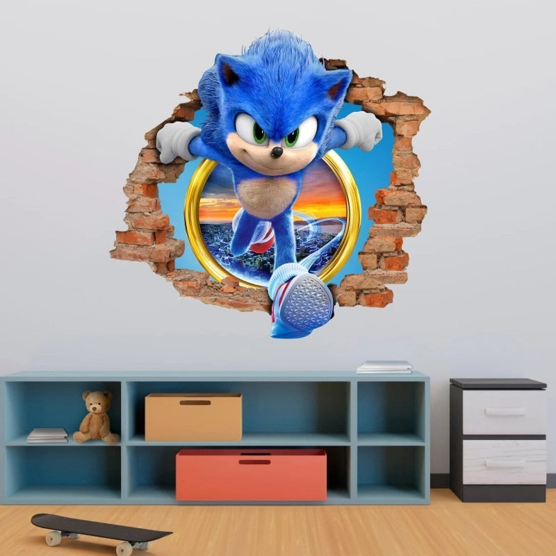 28062437 Sonic children's room wall beautification decoration stickers PVC self-adhesive cartoon graffiti posters wall stickers - jurk.store