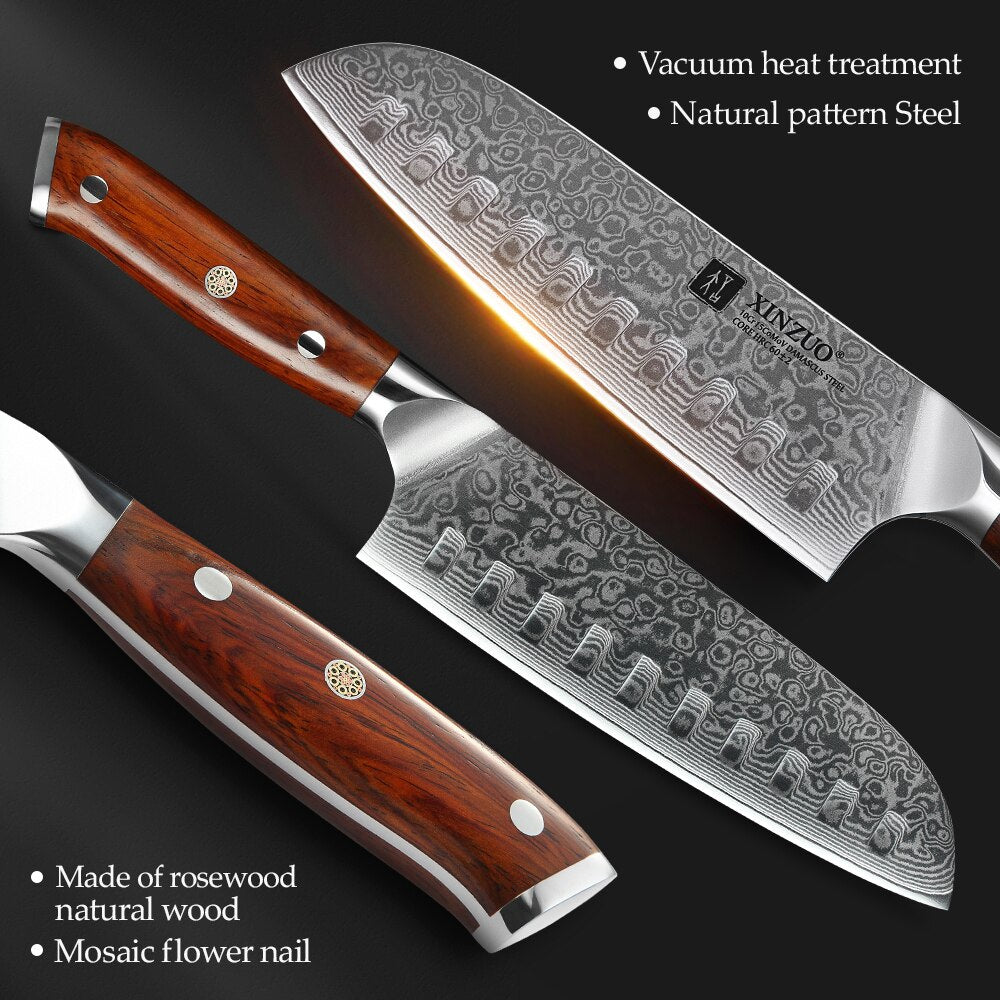 28062451 XINZUO 1/4PC Kitchen Knife Sets vg10 Core Damascus Steel Chef Santoku Utility Cleaver Knives Stainless Steel Slicing Meat Cutlery - jurk.store