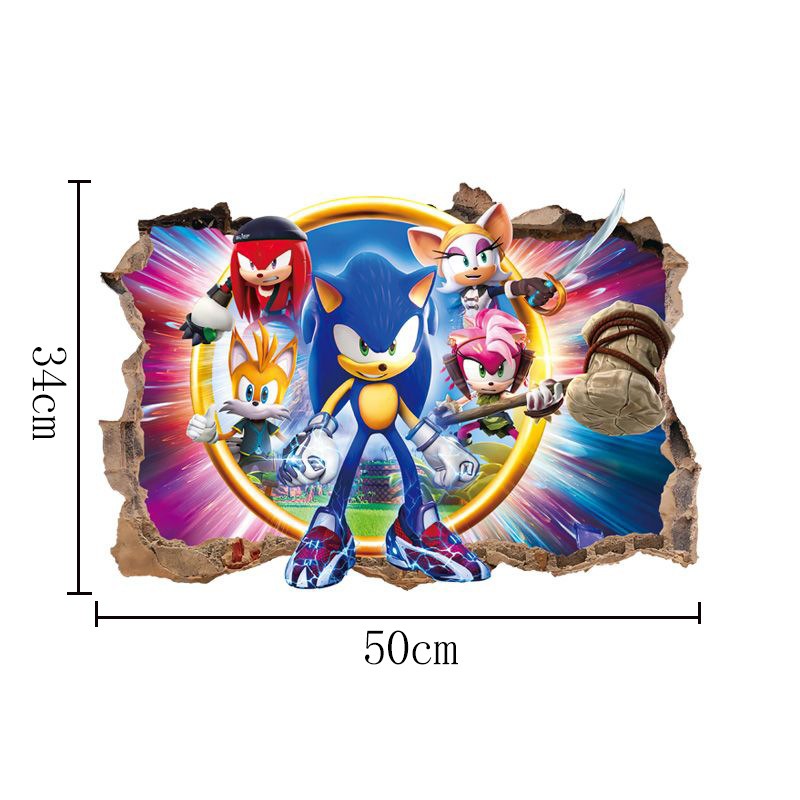 28062437 Sonic children's room wall beautification decoration stickers PVC self-adhesive cartoon graffiti posters wall stickers - jurk.store