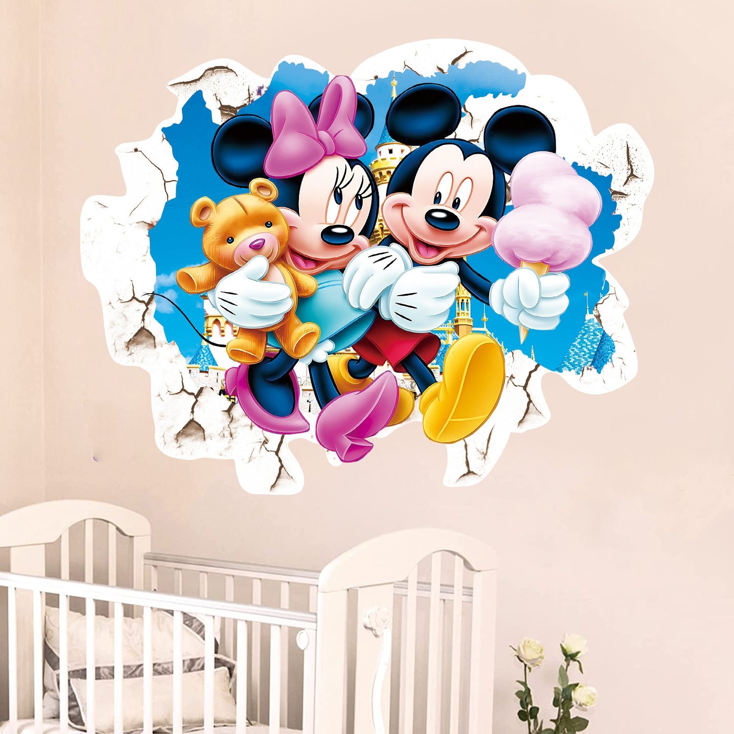 27062424 cartoon wall stickers for children's bedroom creative decoration Minnie Mickey PVC stickers self-adhesive glass door stickers - jurk.store