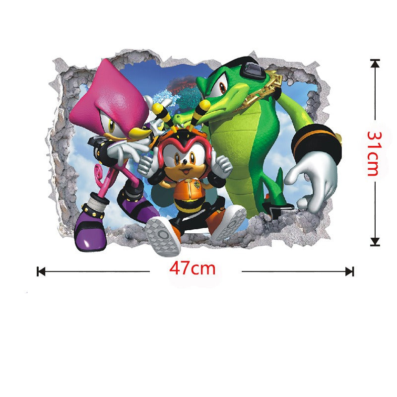 28062437 Sonic children's room wall beautification decoration stickers PVC self-adhesive cartoon graffiti posters wall stickers - jurk.store