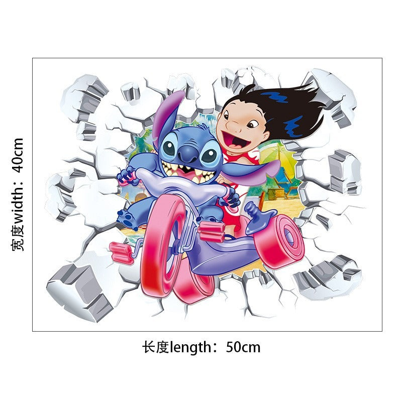 28062438 Stitch Children's Room Decoration Wall Stickers Self Adhesive Cartoon Stitch Broken Wall Baby Room Stickers - jurk.store