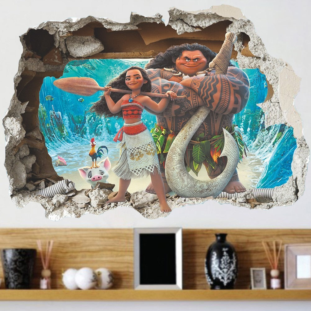 27062423 Cartoon Ocean Romance Maoyi 3D Bedroom and Living Room Removable Waterproof Wall Stickers - jurk.store