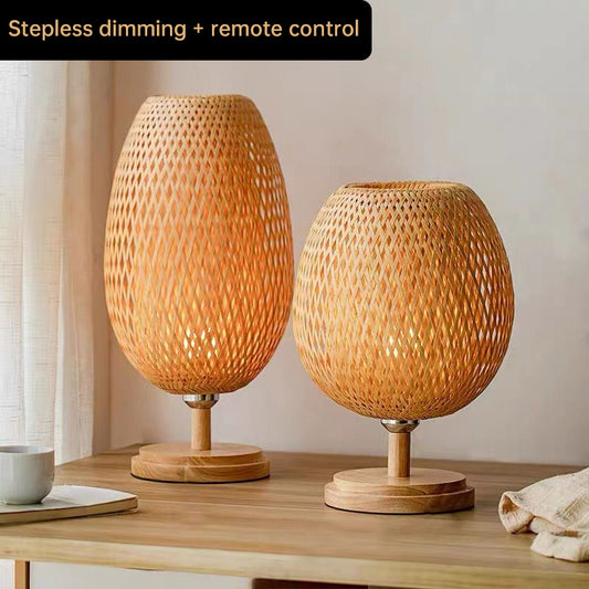 27062481 Japanese Zen Style Bamboo Woven Desk Lamp, Bedroom, Living Room, Tea Room, Hotel, Study, Bedside, New Chinese Style Desk Lamp - jurk.store