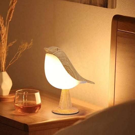 27062419 3 Colors Bedside Lamp Creative Touch Switch Wooden Bird Night Lights Dimming Brightness Bedroom Table Reading Lamp Decor Home - jurk.store