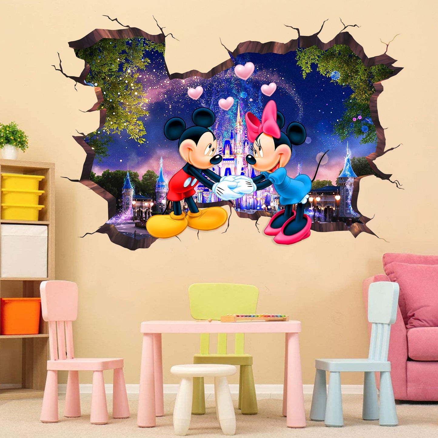 27062424 cartoon wall stickers for children's bedroom creative decoration Minnie Mickey PVC stickers self-adhesive glass door stickers - jurk.store