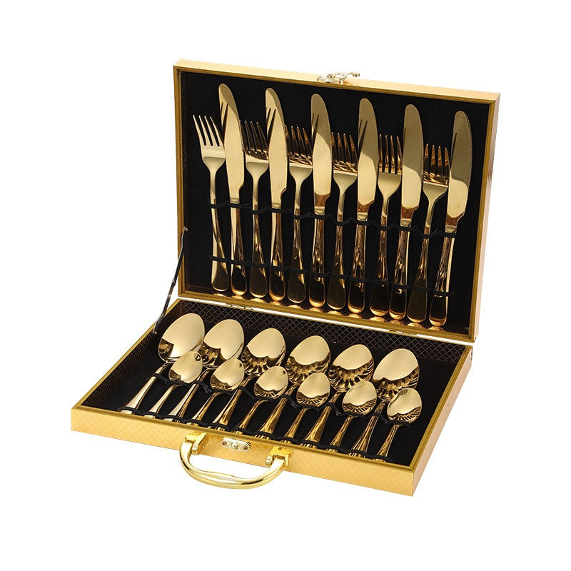 27062417 24-Piece Stainless Steel Cutlery Set Golden - jurk.store