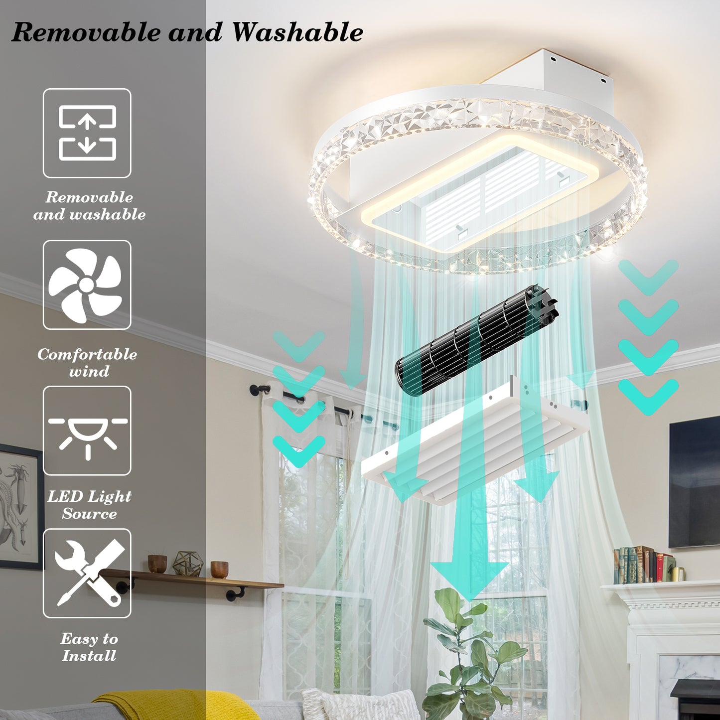 27062435 Bladeless Fan Lamp With Lights Dimmable  LED - jurk.store