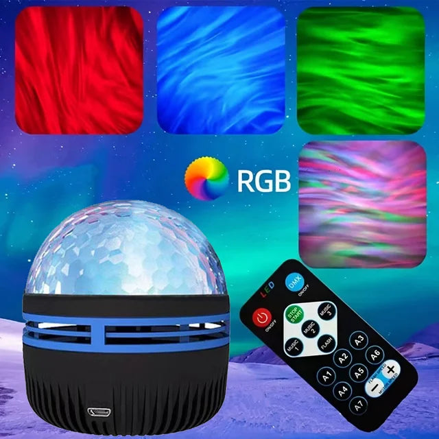 27062477 LED Water Pattern Starry Sky Light Remote Control Aurora Projection Light USB Plug-in Magic Ball Stage KTV Hotel Laser Light - jurk.store