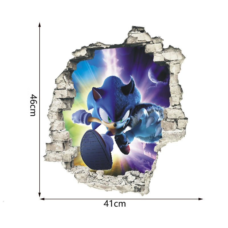 28062437 Sonic children's room wall beautification decoration stickers PVC self-adhesive cartoon graffiti posters wall stickers - jurk.store