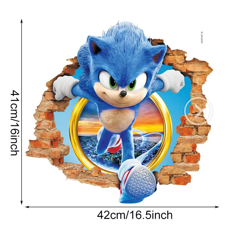 28062437 Sonic children's room wall beautification decoration stickers PVC self-adhesive cartoon graffiti posters wall stickers - jurk.store