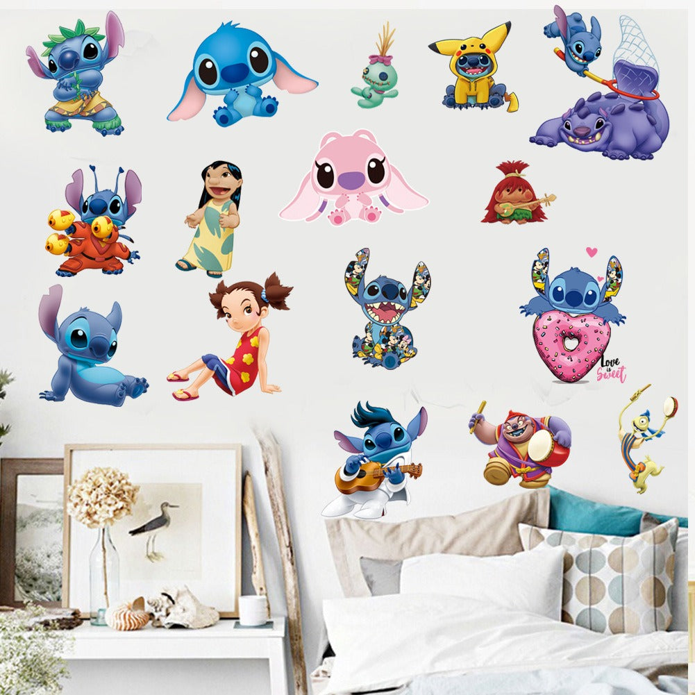 28062438 Stitch Children's Room Decoration Wall Stickers Self Adhesive Cartoon Stitch Broken Wall Baby Room Stickers - jurk.store