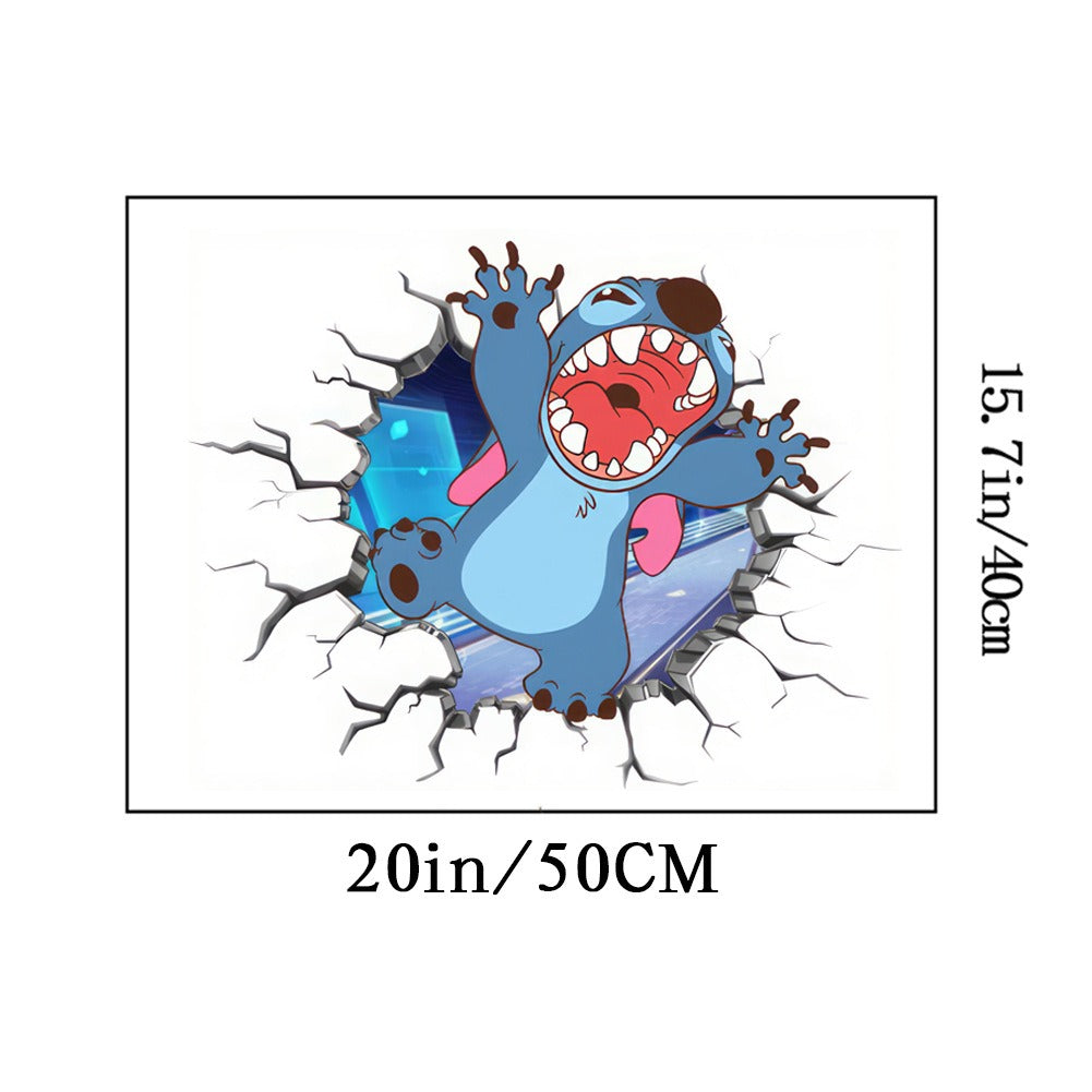 28062438 Stitch Children's Room Decoration Wall Stickers Self Adhesive Cartoon Stitch Broken Wall Baby Room Stickers - jurk.store