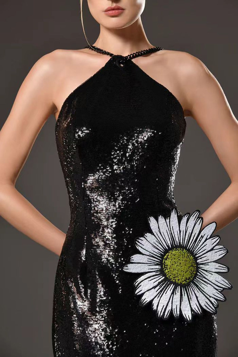 13072481 Sunflower Sexy Sleeveless Backless Luxurious Sequined Mesh Splicing Party Long Dress - jurk.store