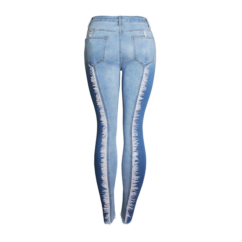 15072418 Spring New Fashion Fringe Slim Jeans Slim Hip Leggings Jeans for Women - jurk.store