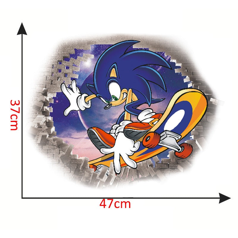 28062437 Sonic children's room wall beautification decoration stickers PVC self-adhesive cartoon graffiti posters wall stickers - jurk.store