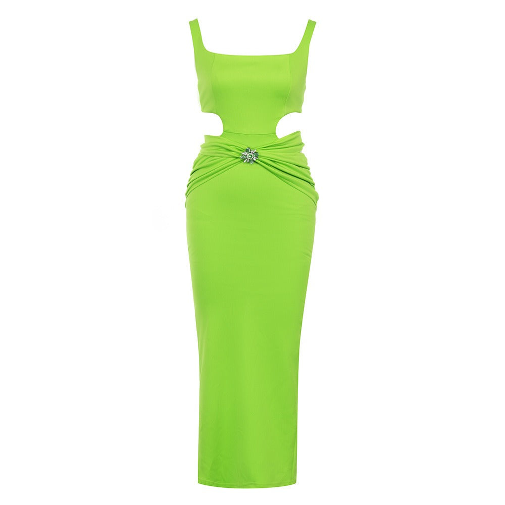 13072445 French lady style formal occasion banquet suspender green bandage dress for women - jurk.store