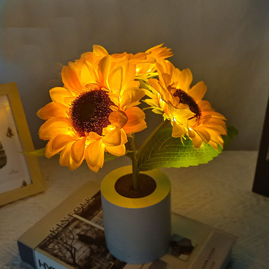 28062427 Rechargeable Sunflower LED Simulation Night Light Room Bedhead Decoration Atmosphere Light Birthday Gift for Girls - jurk.store